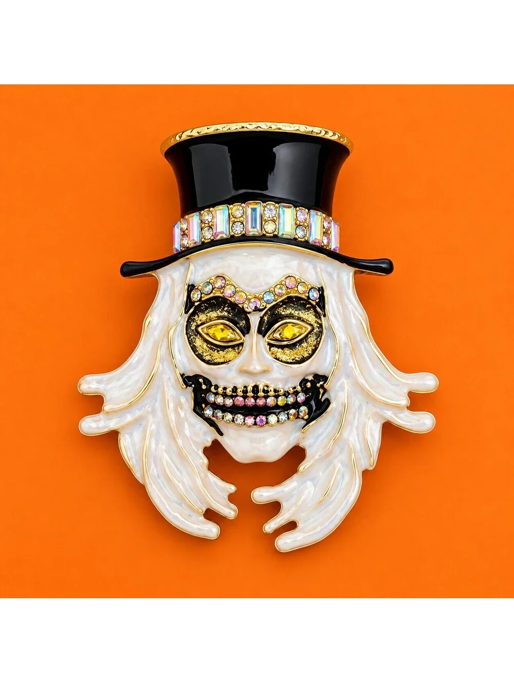 Halloween Rhinestone Inlaid Ghost Face Brooch
